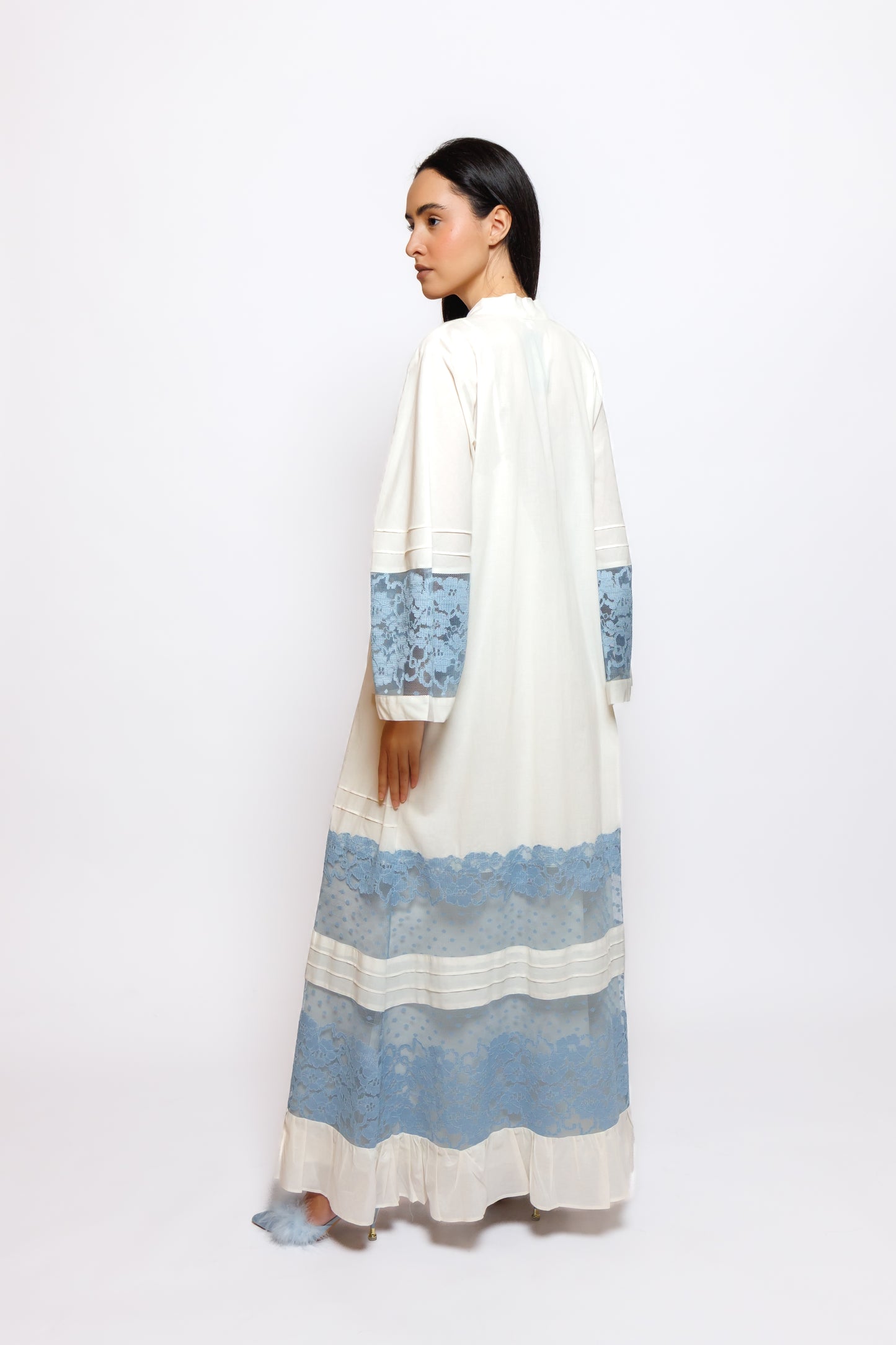 COTTON NIGHTY AND ROBE W/LACE