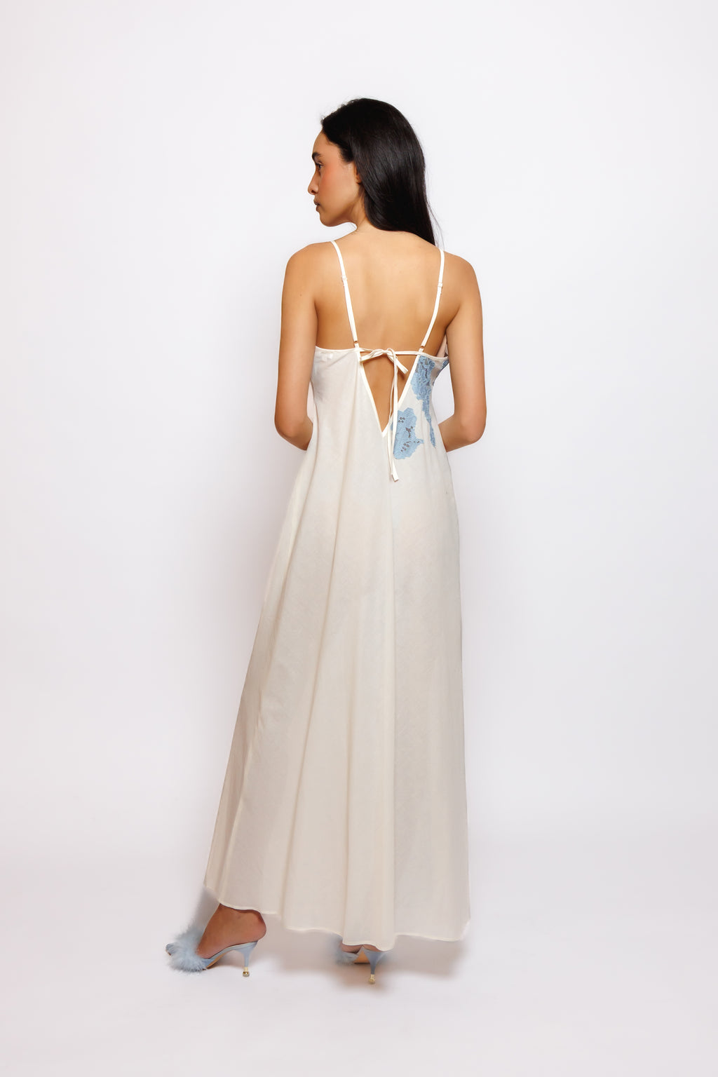 COTTON NIGHTY AND ROBE W/LACE