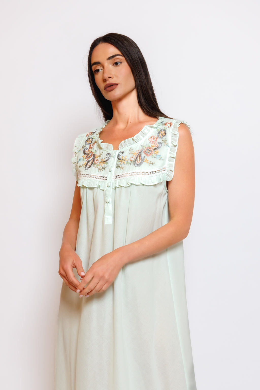 COTTON NIGHTY & ROBE W/ EMBROIDERY