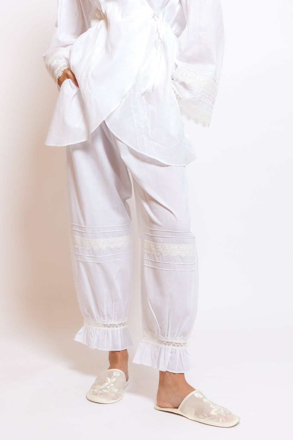 COTTON  PAJAMA 3 IN 1 W/LACE