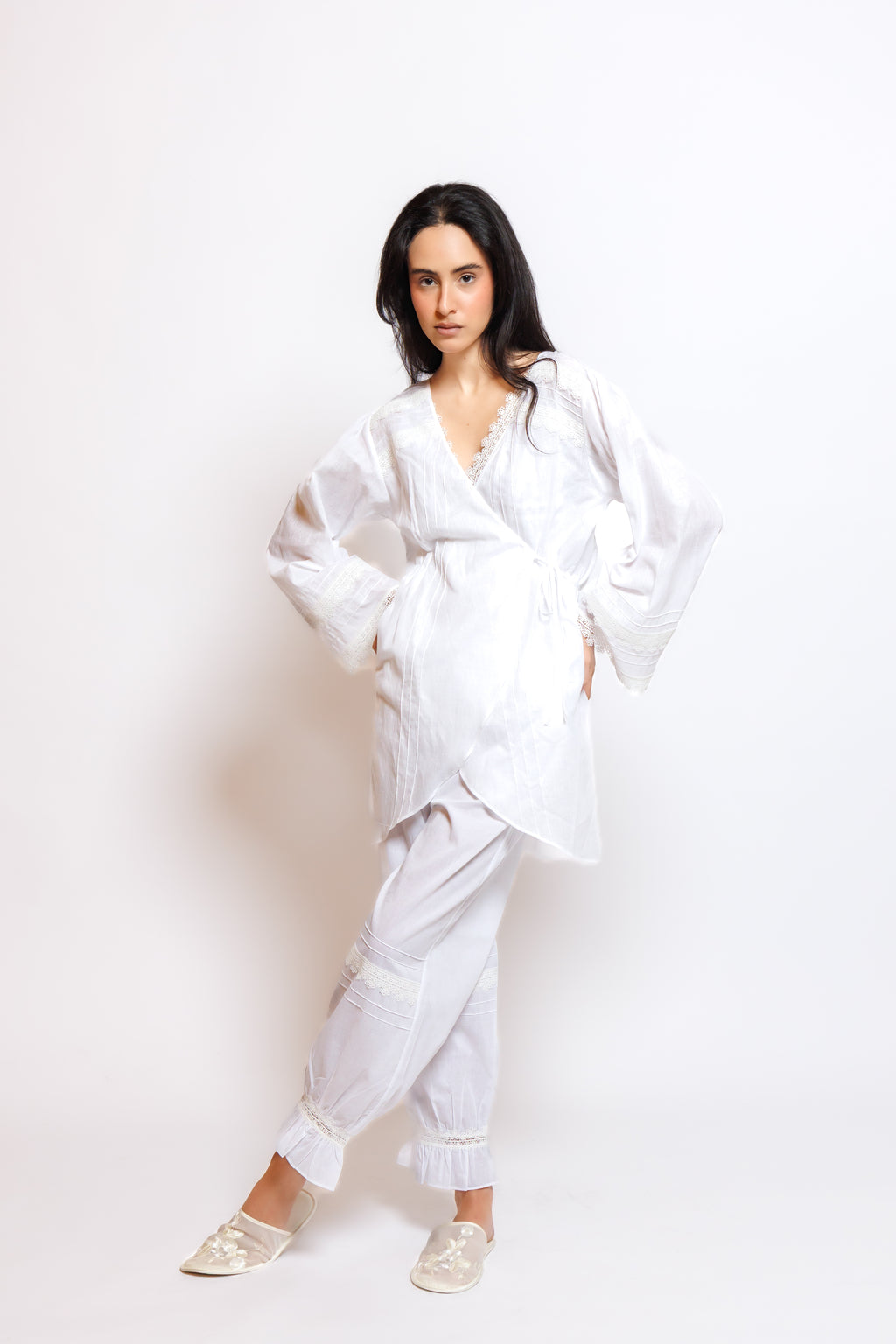 COTTON  PAJAMA 3 IN 1 W/LACE