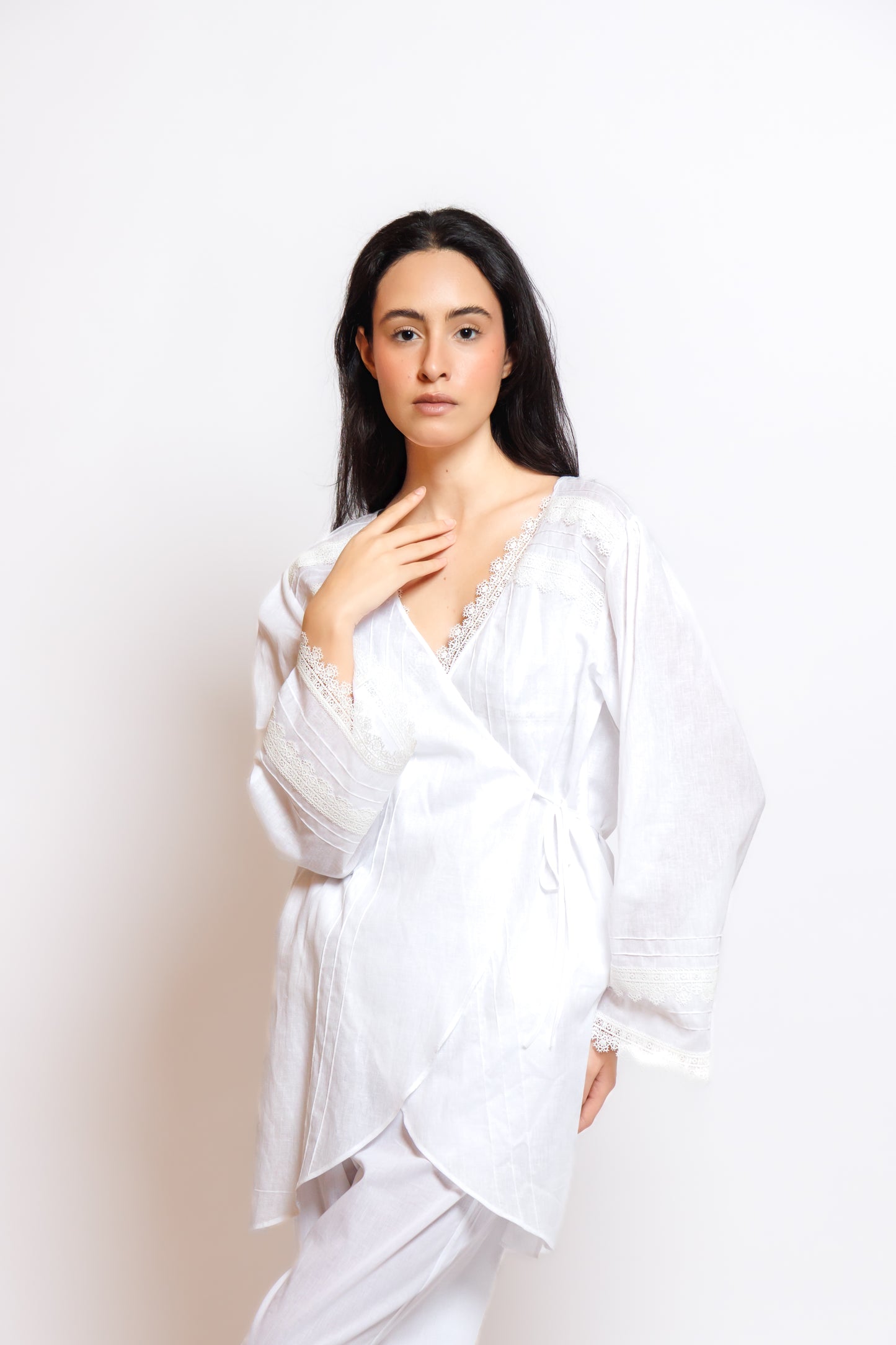 COTTON  PAJAMA 3 IN 1 W/LACE