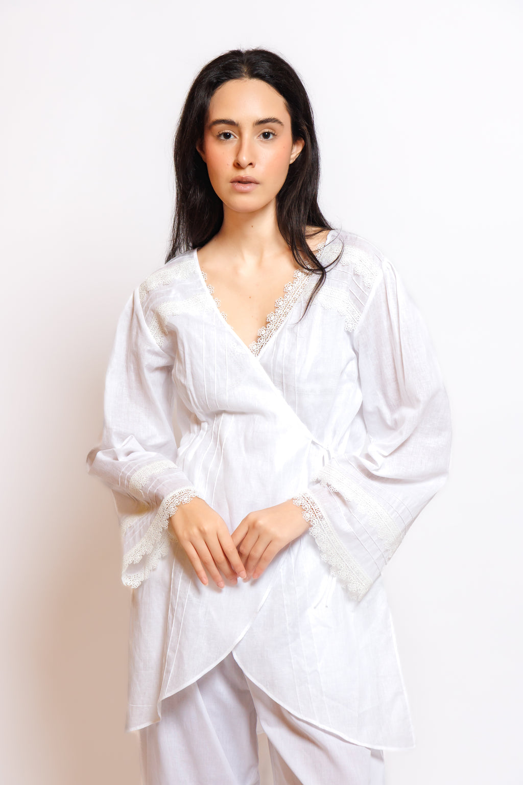 COTTON  PAJAMA 3 IN 1 W/LACE