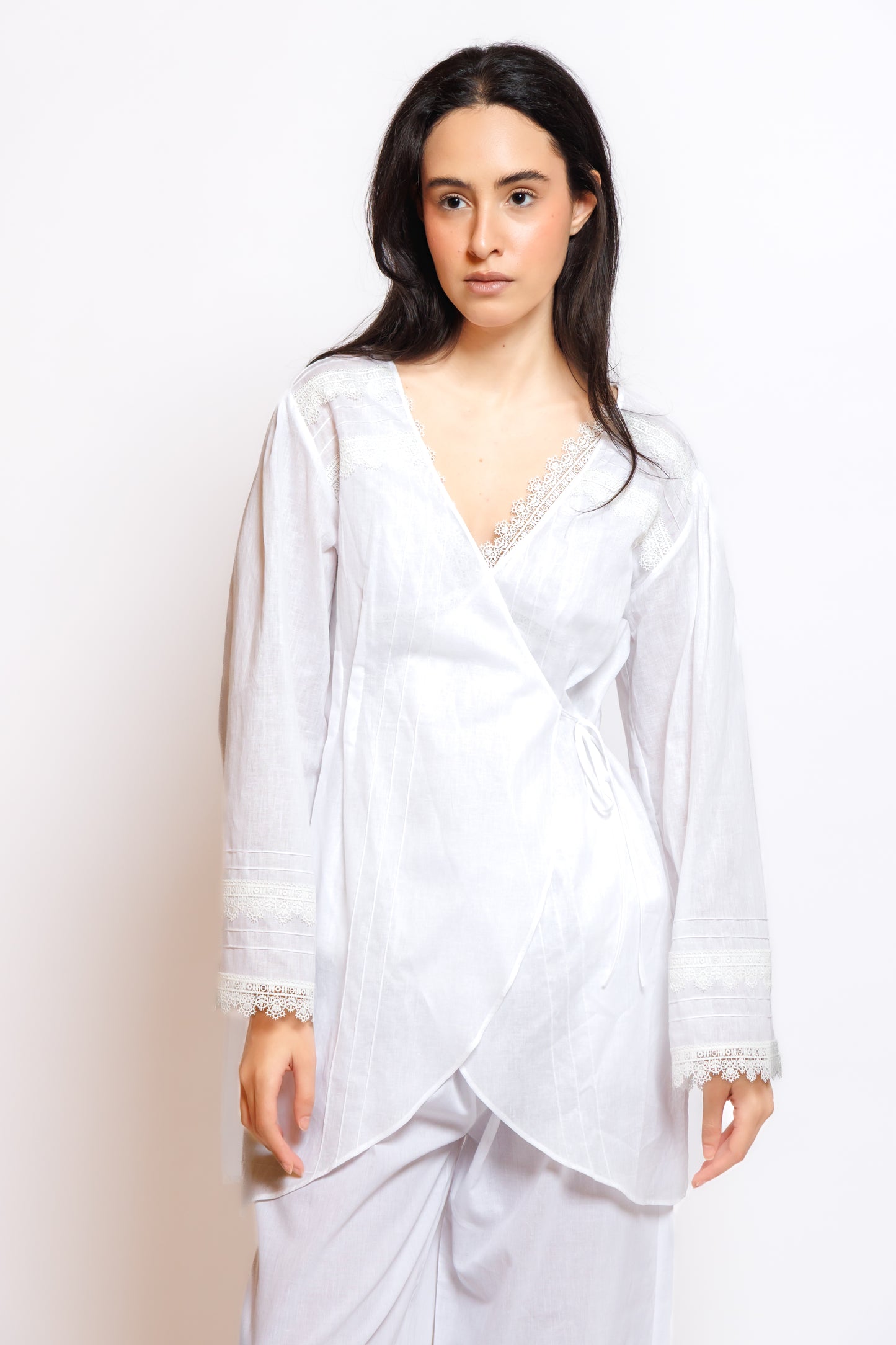 COTTON  PAJAMA 3 IN 1 W/LACE