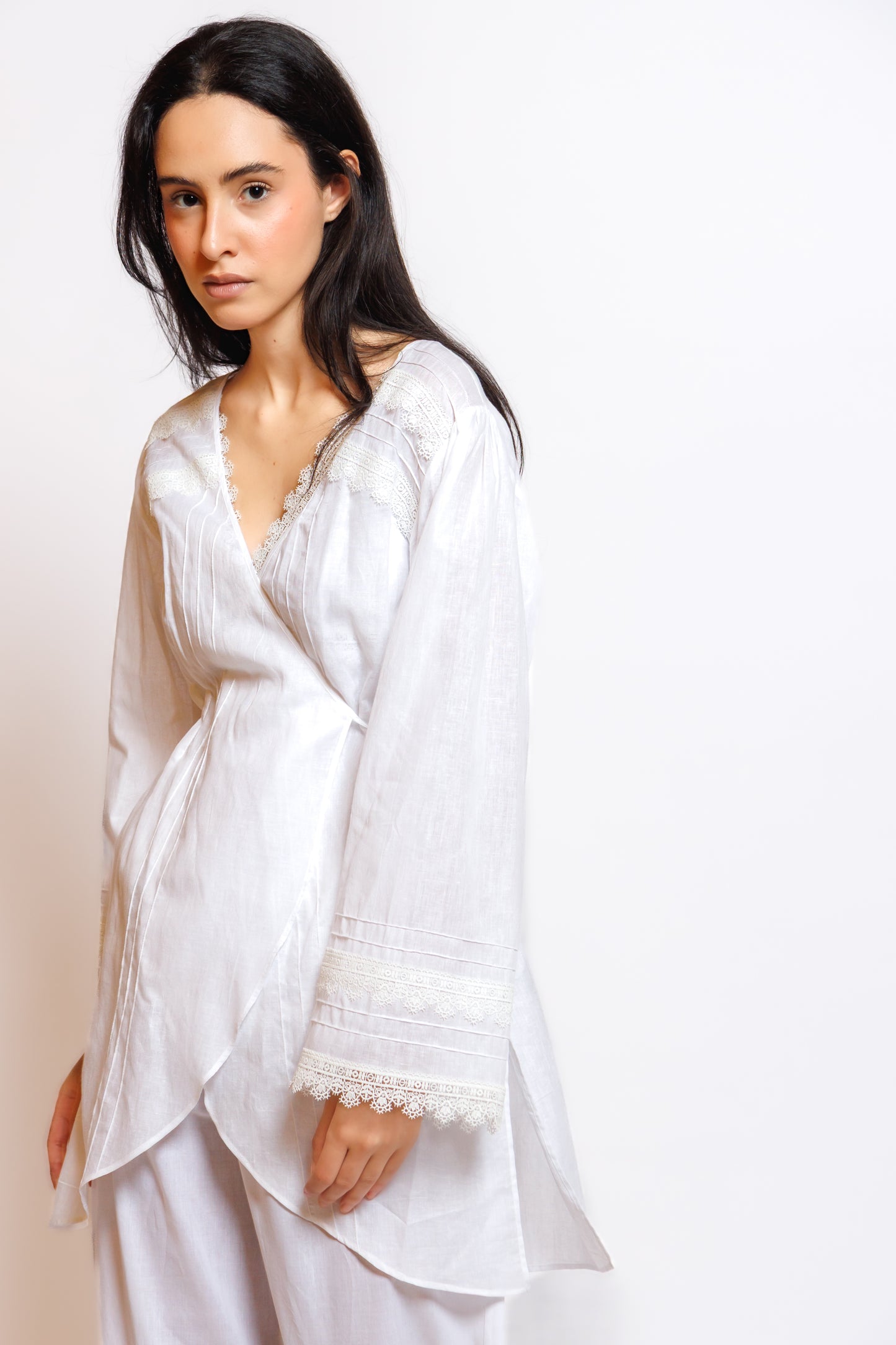 COTTON  PAJAMA 3 IN 1 W/LACE