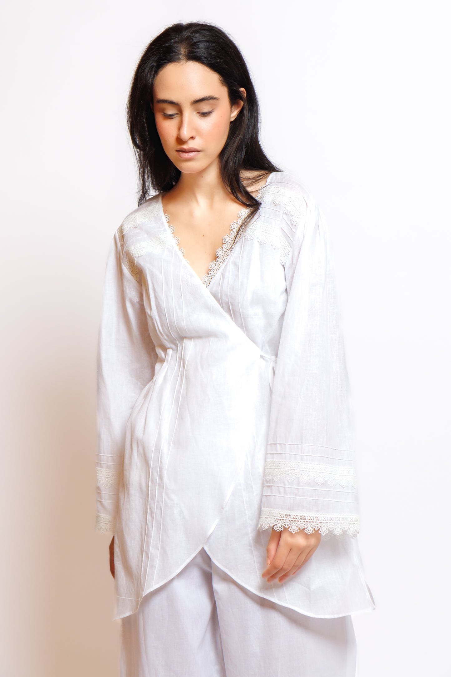 COTTON  PAJAMA 3 IN 1 W/LACE