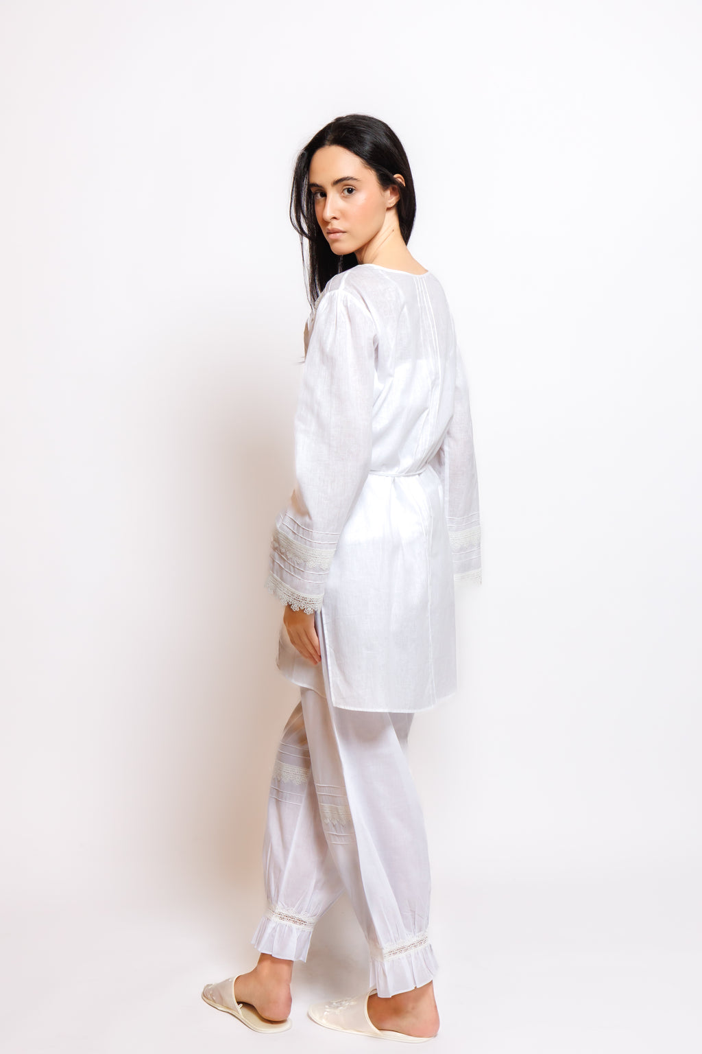 COTTON  PAJAMA 3 IN 1 W/LACE