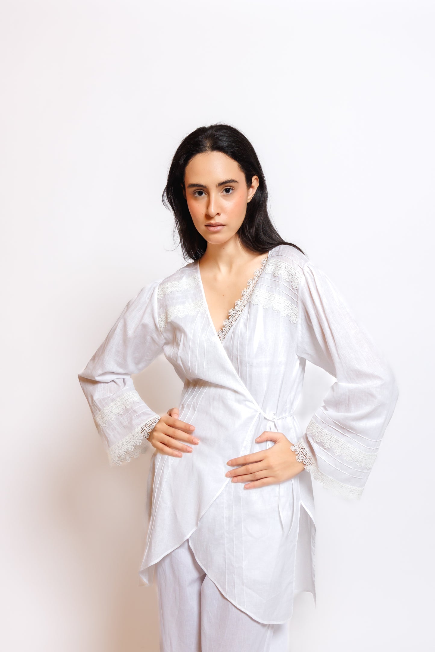 COTTON  PAJAMA 3 IN 1 W/LACE