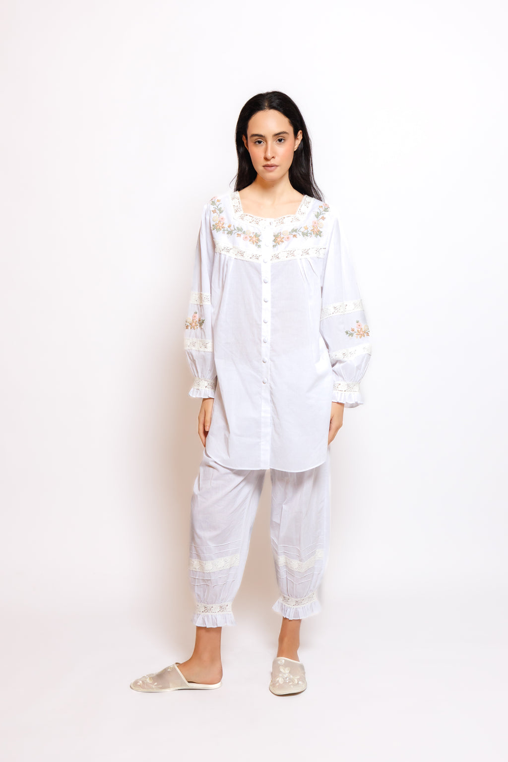 Embroidery Cotton Pajamas