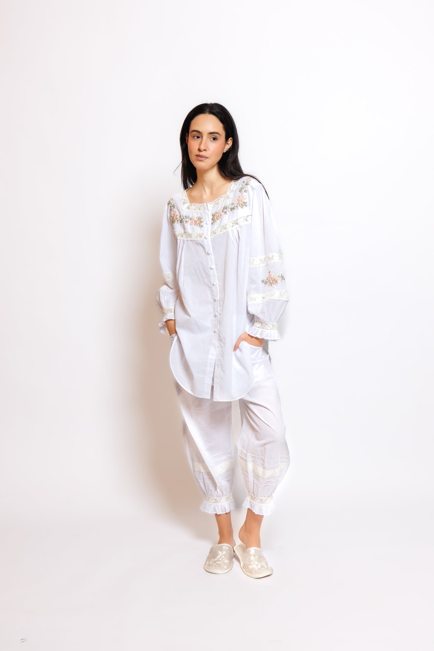 COTTON PAJAMA SET 2 IN 1 W/EMBROIDERY