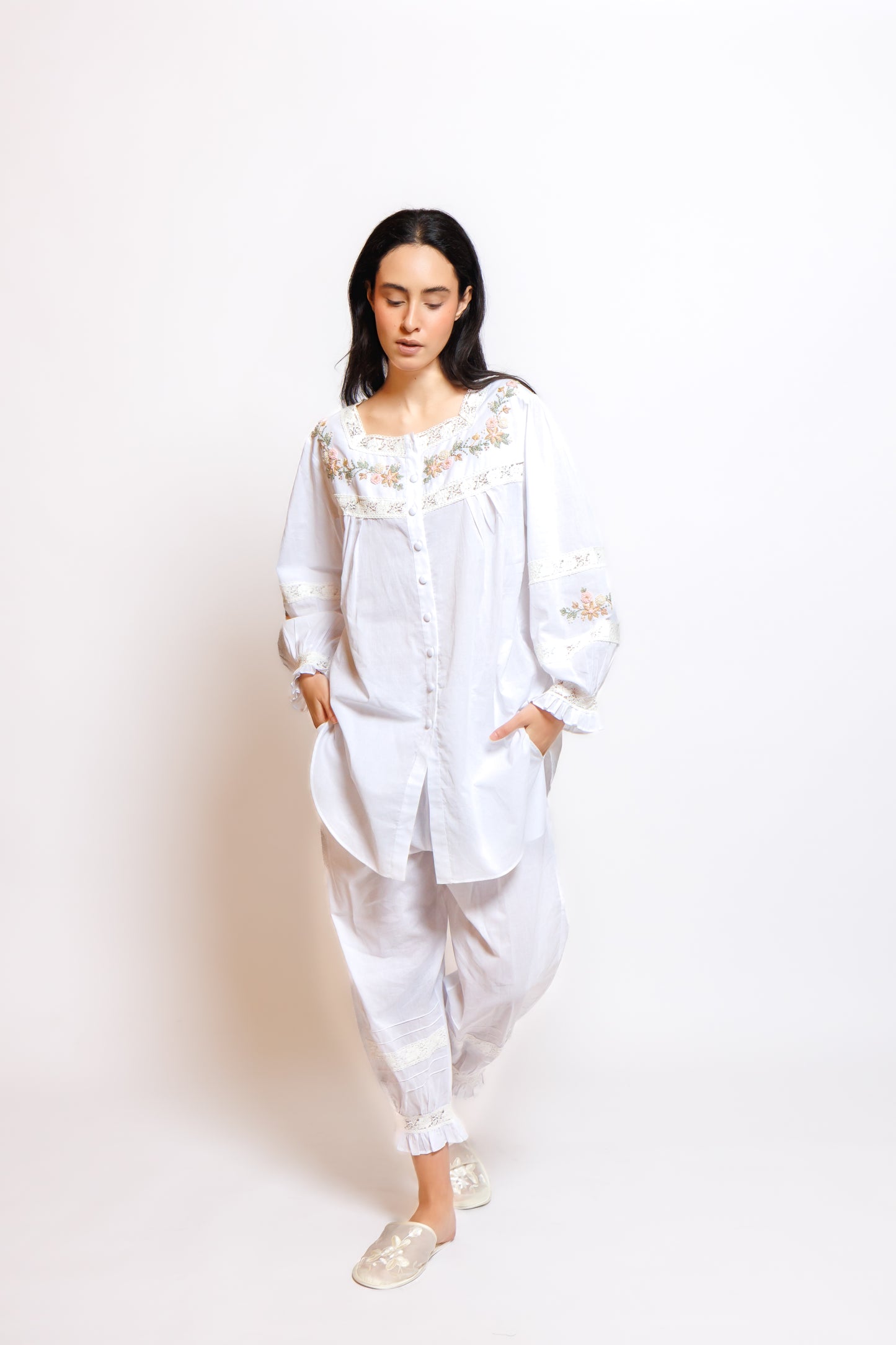 Embroidery Cotton Pajamas