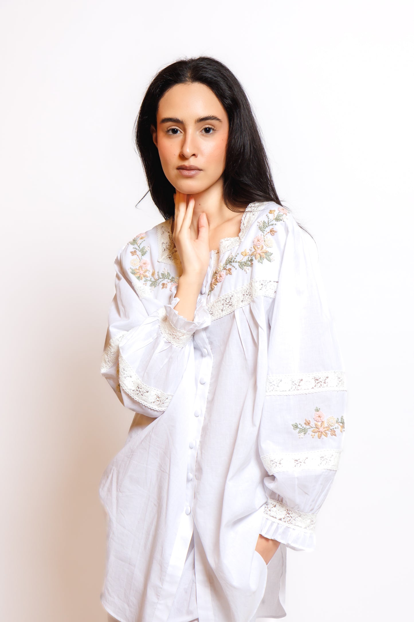 COTTON PAJAMA SET 2 IN 1 W/EMBROIDERY