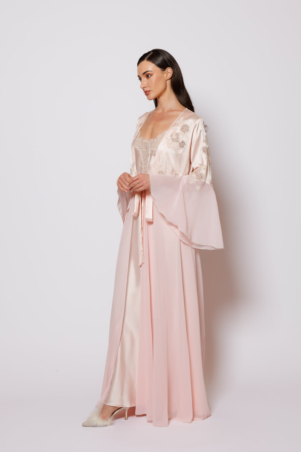 SILK AND CHIFFON NIGHTY AND ROBE
