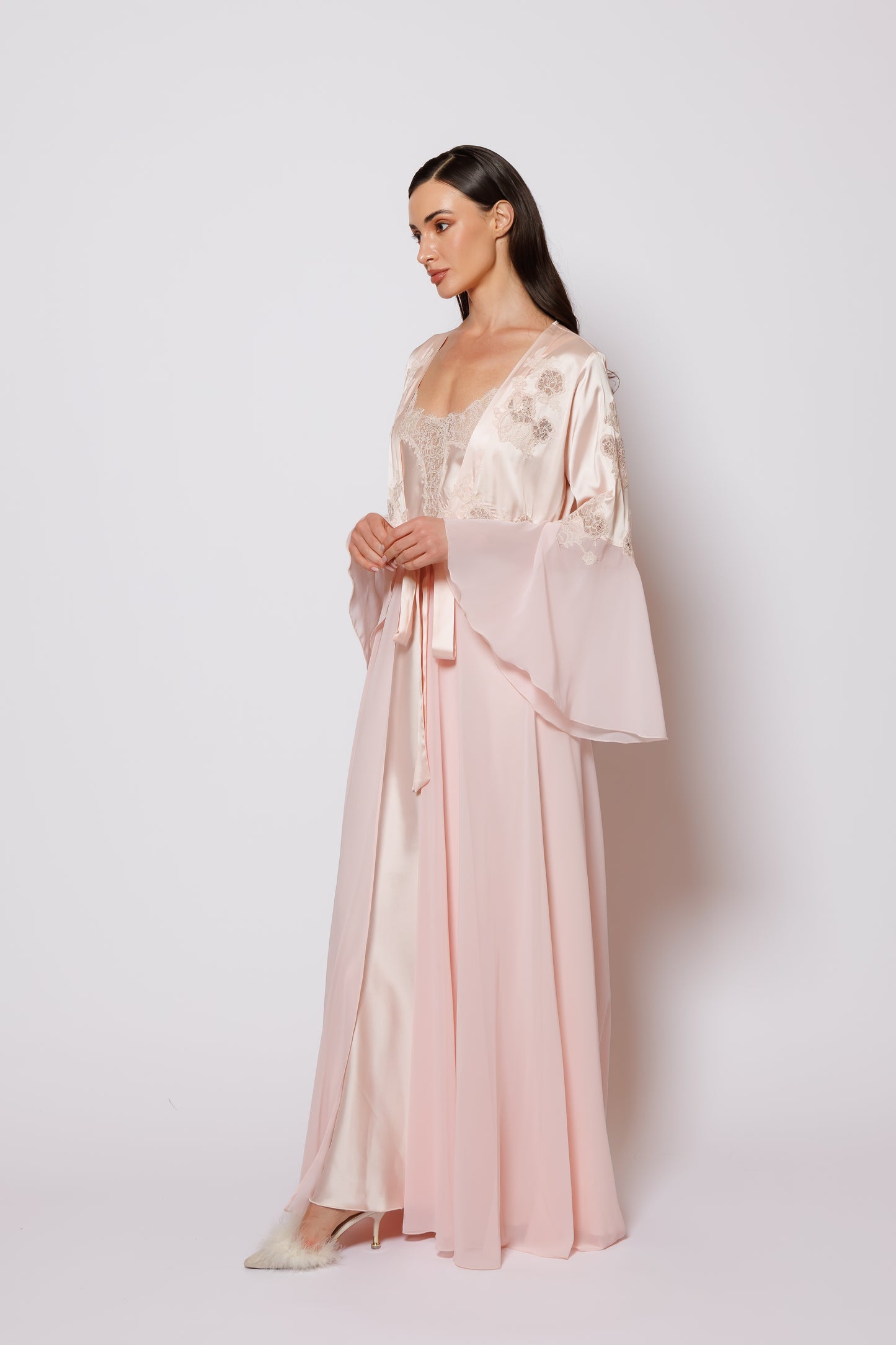 SILK AND CHIFFON NIGHTY AND ROBE