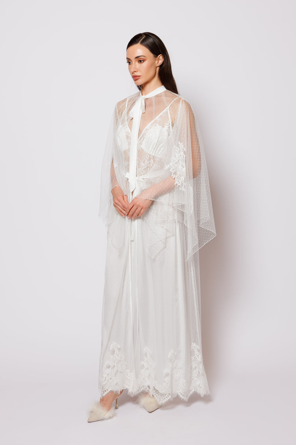 Set silk and chiffon white