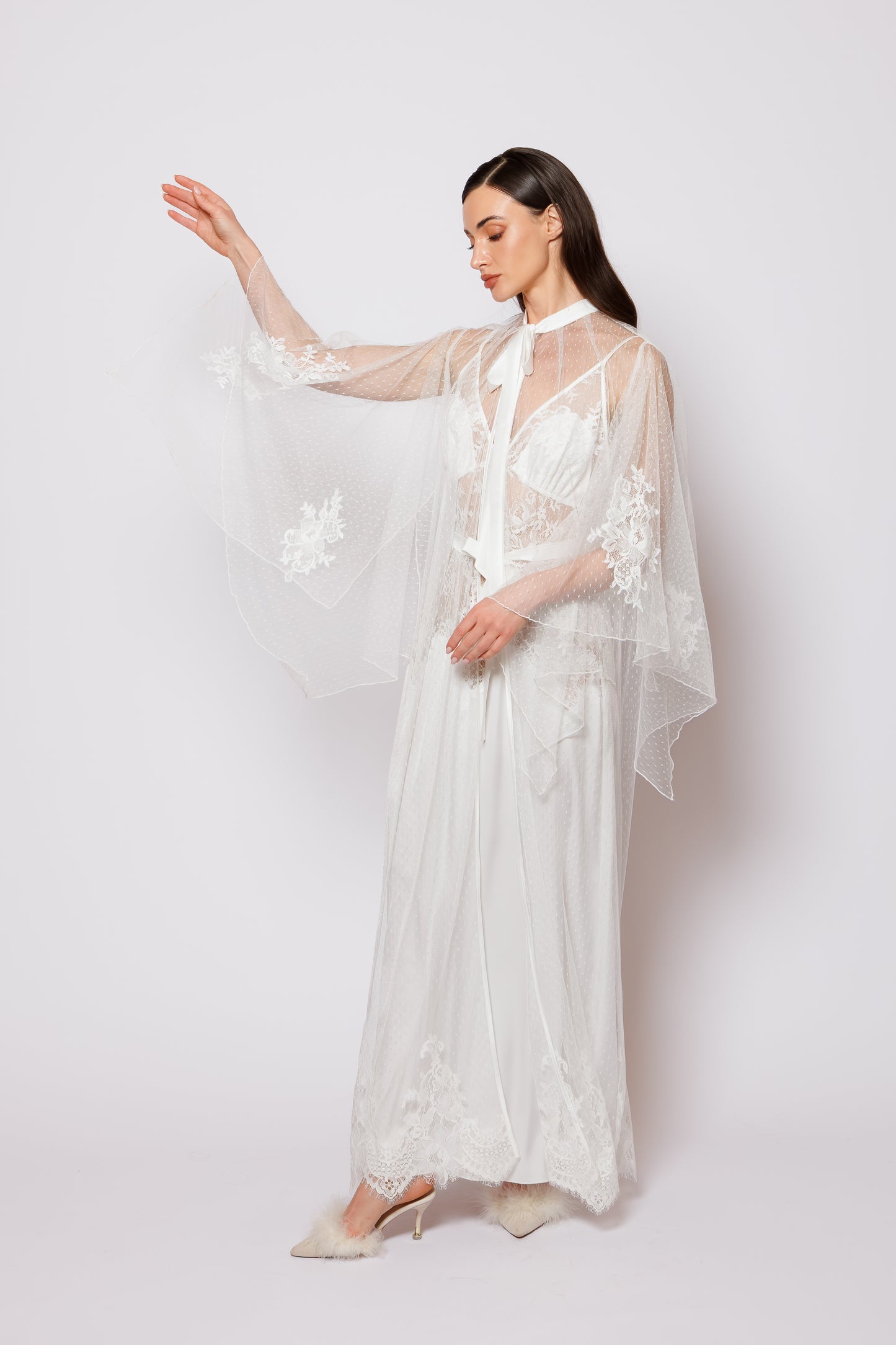 Set silk and chiffon white
