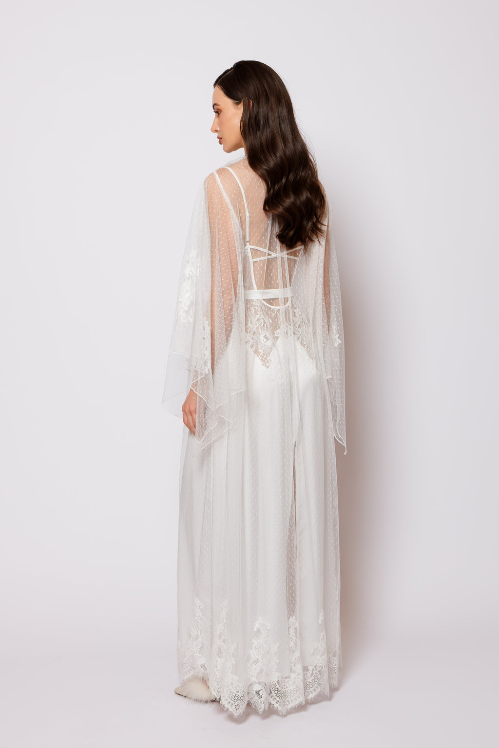 Set silk and chiffon white