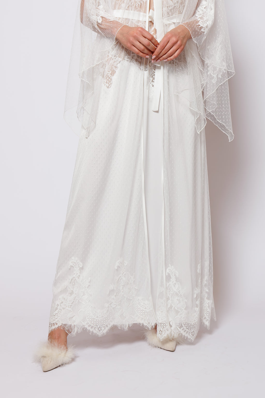 Set silk and chiffon white