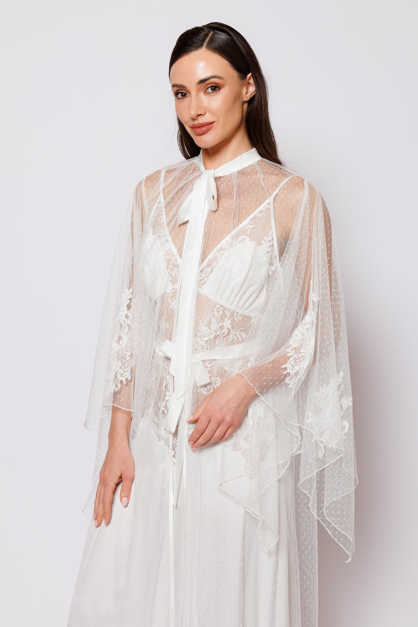 Set silk and chiffon white