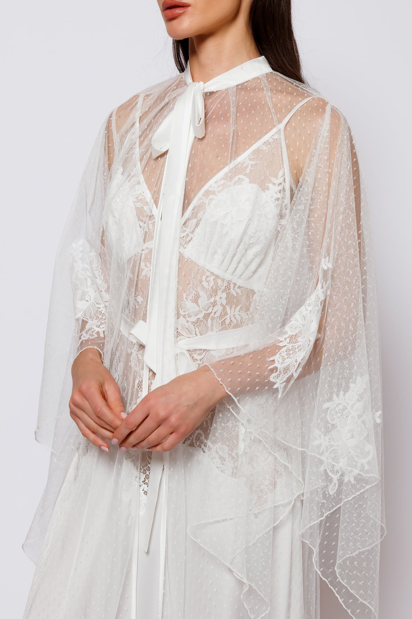 Set silk and chiffon white