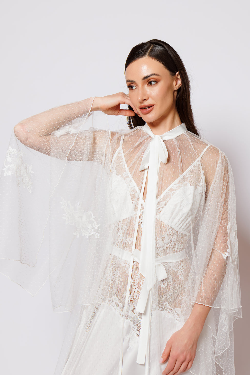 Set silk and chiffon white