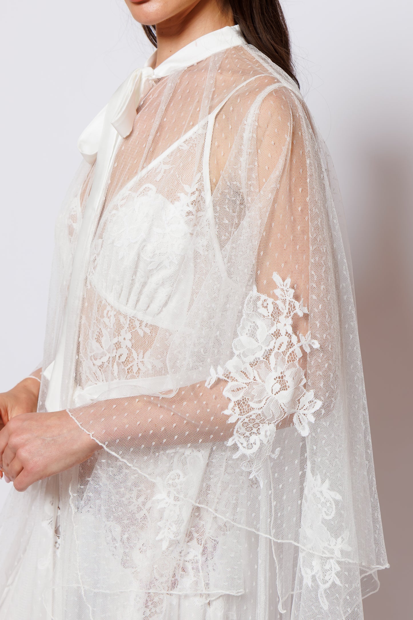 Set silk and chiffon white