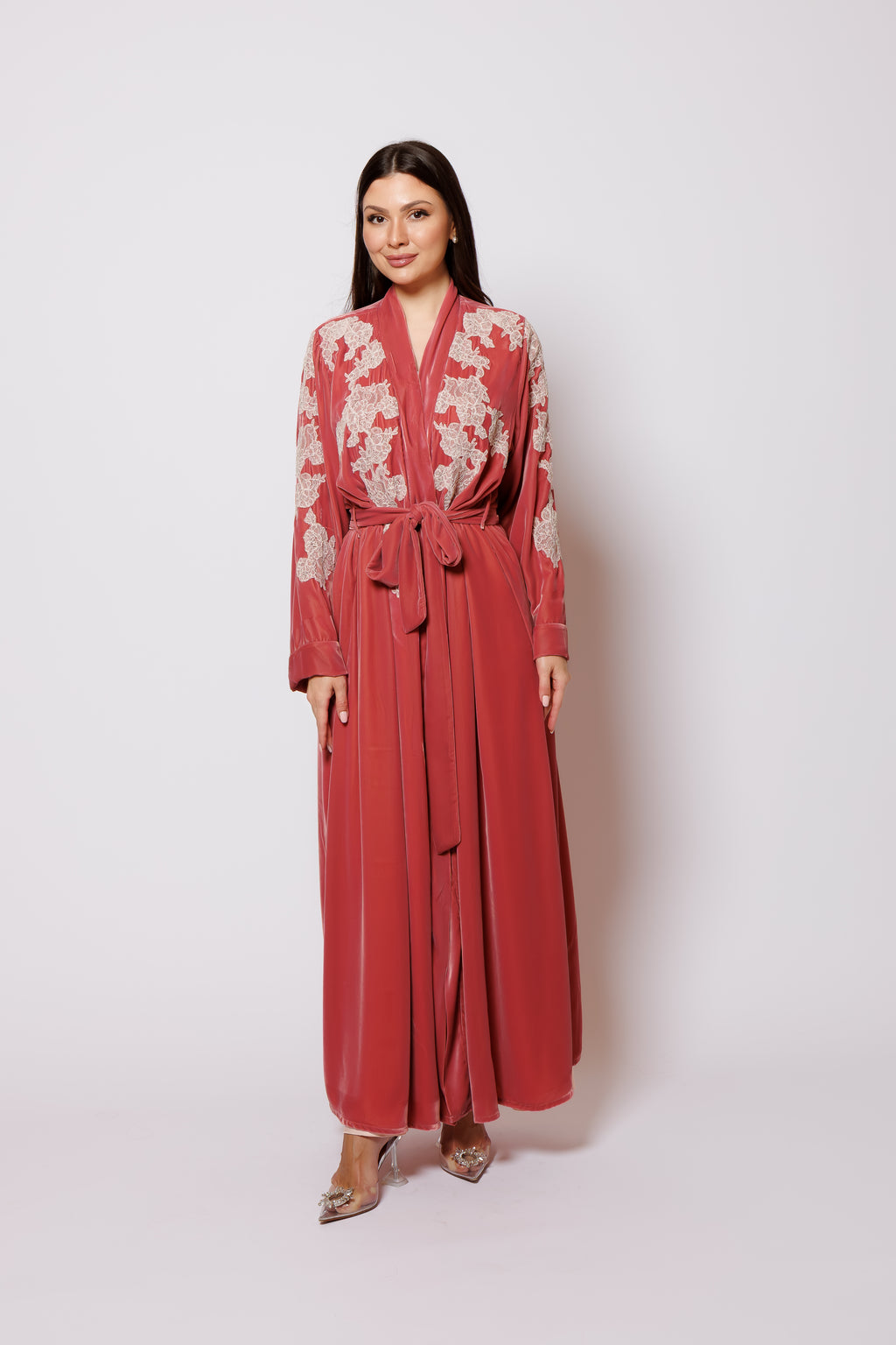 velvet nightgown  set pink color