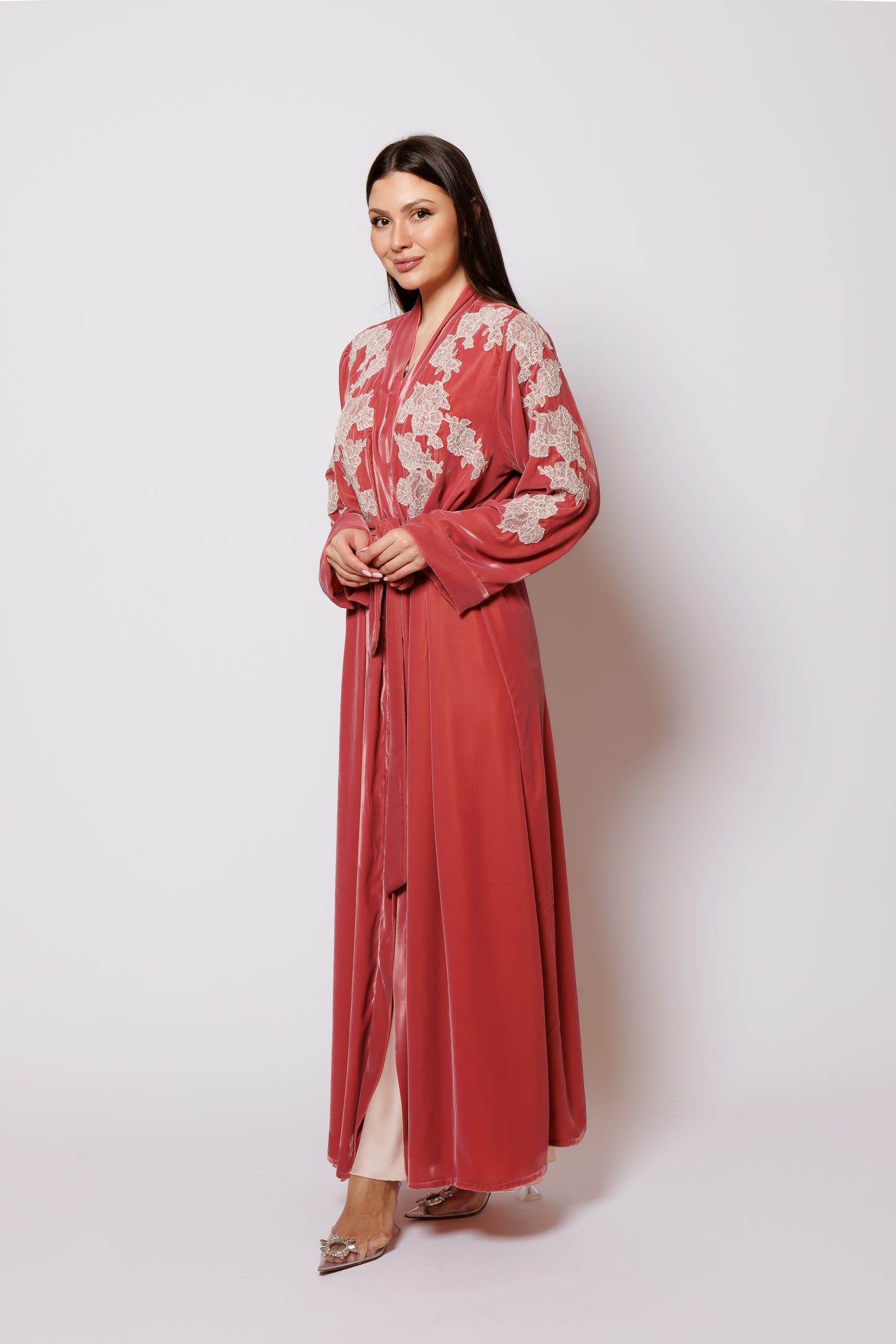 velvet nightgown  set pink color