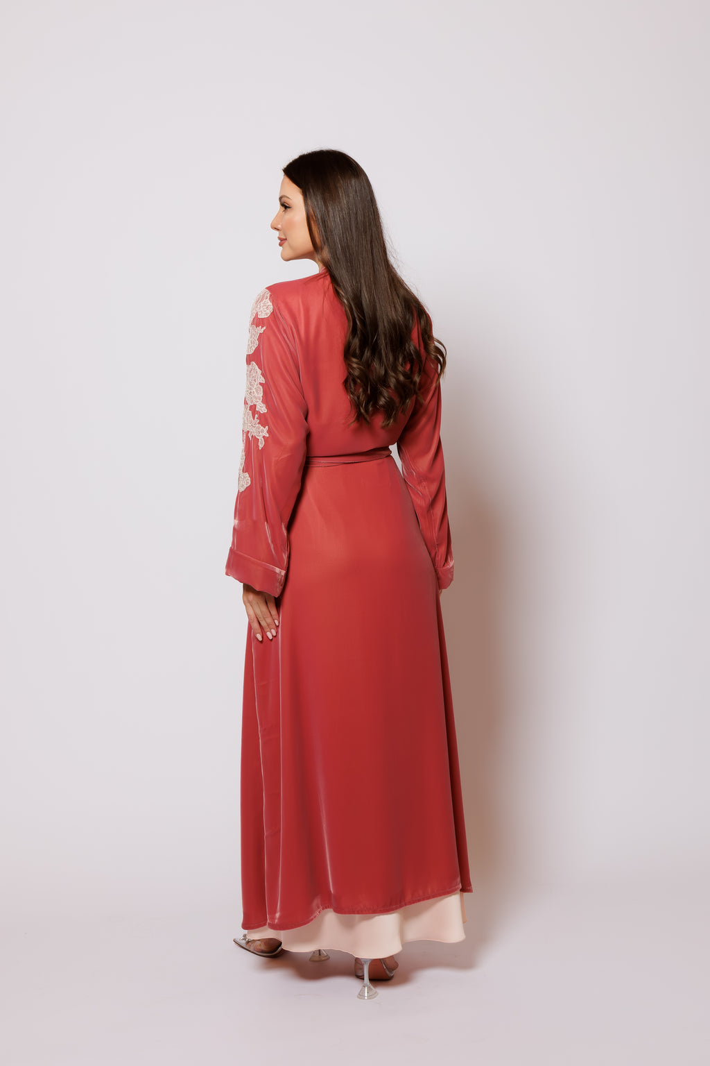 velvet nightgown  set pink color