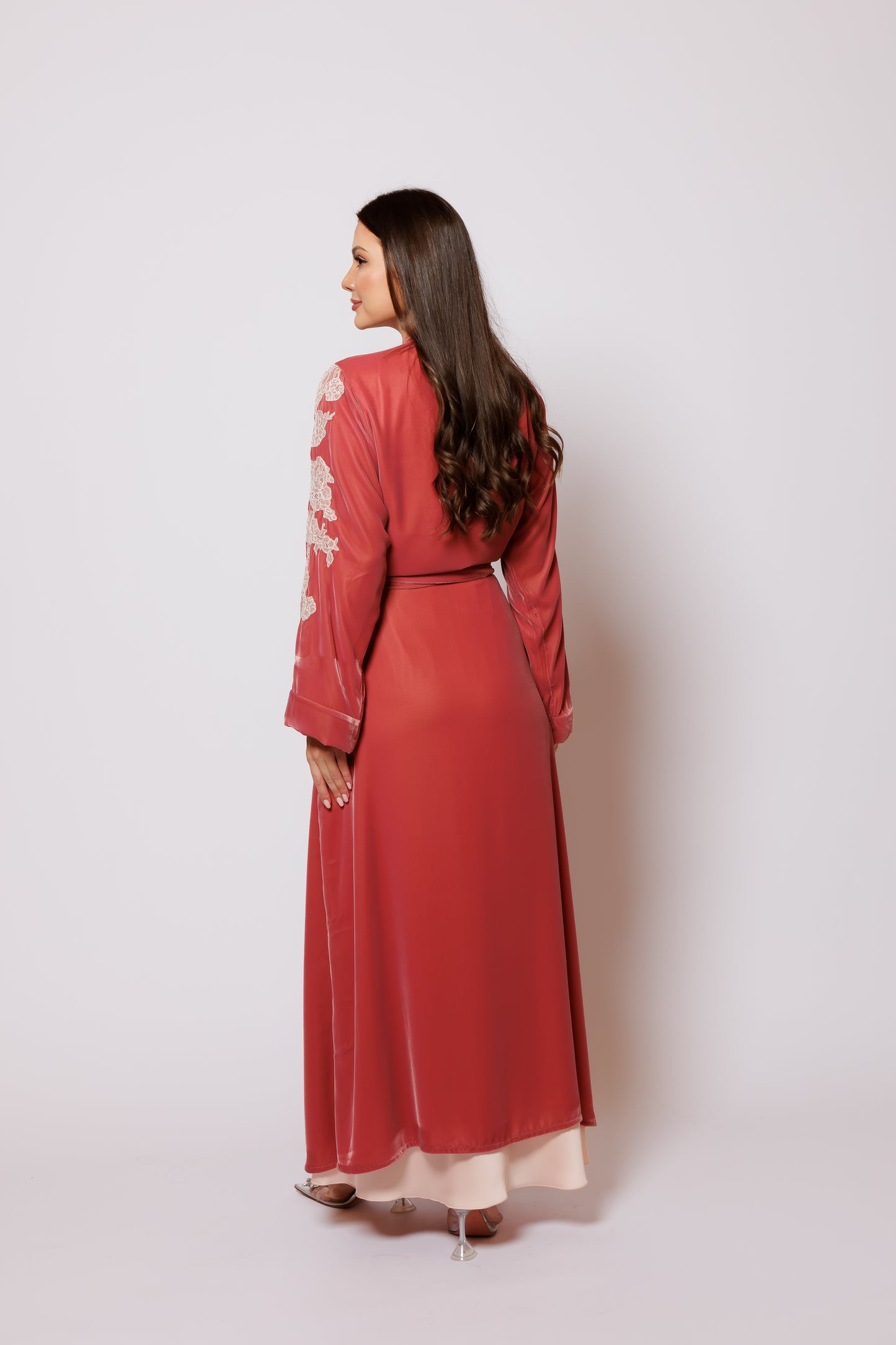 velvet nightgown  set pink color