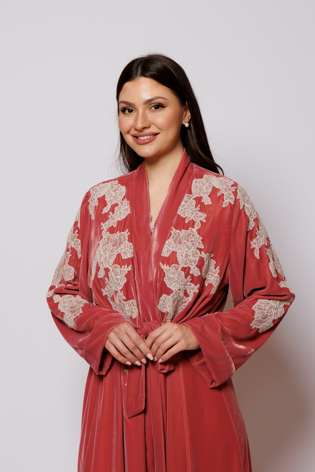 velvet nightgown  set pink color