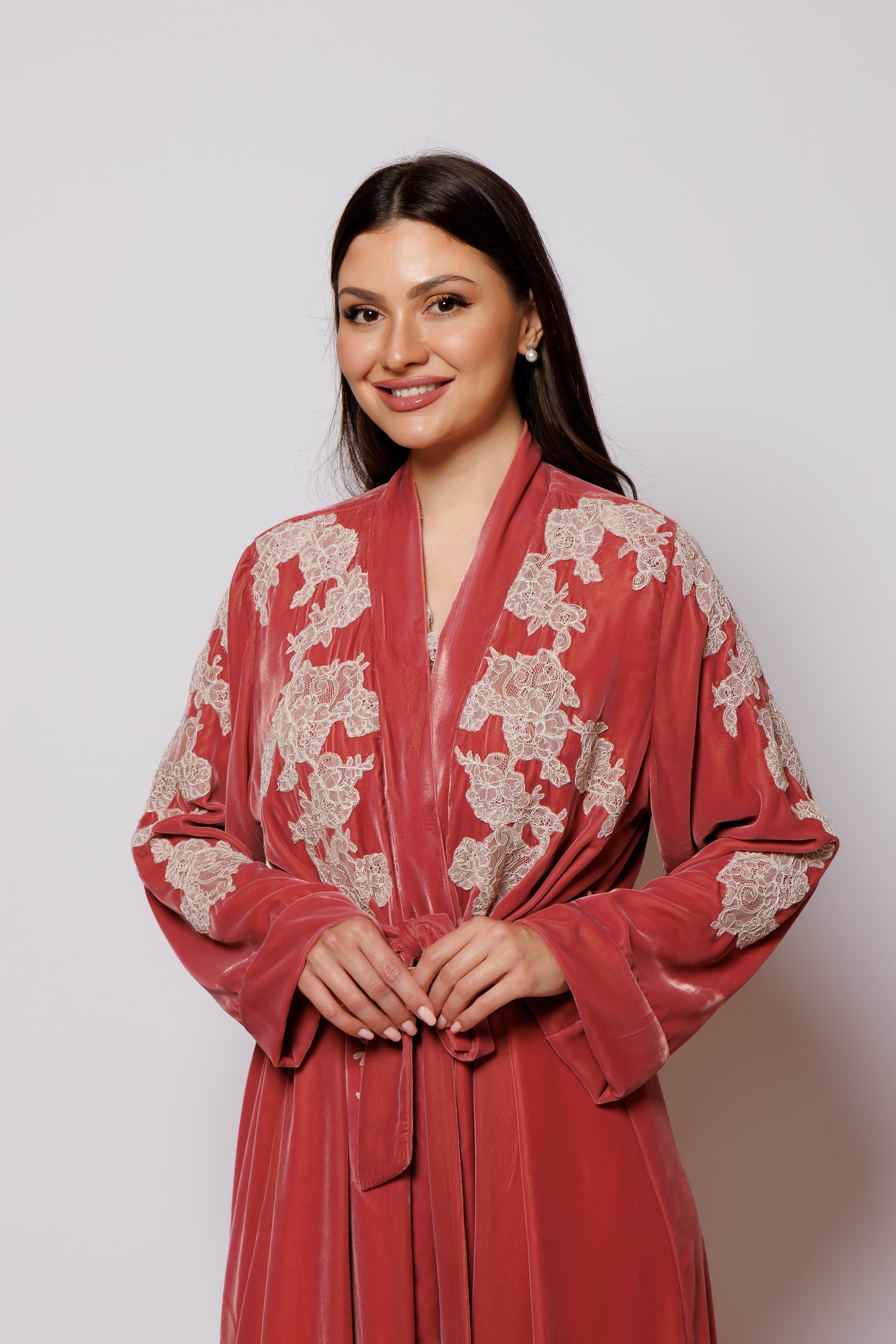 velvet nightgown  set pink color