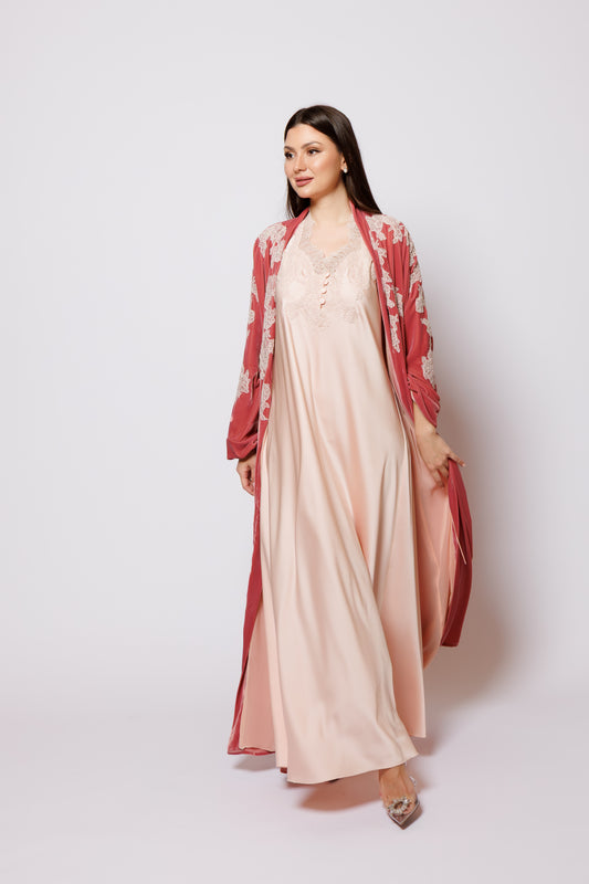 velvet nightgown  set pink color
