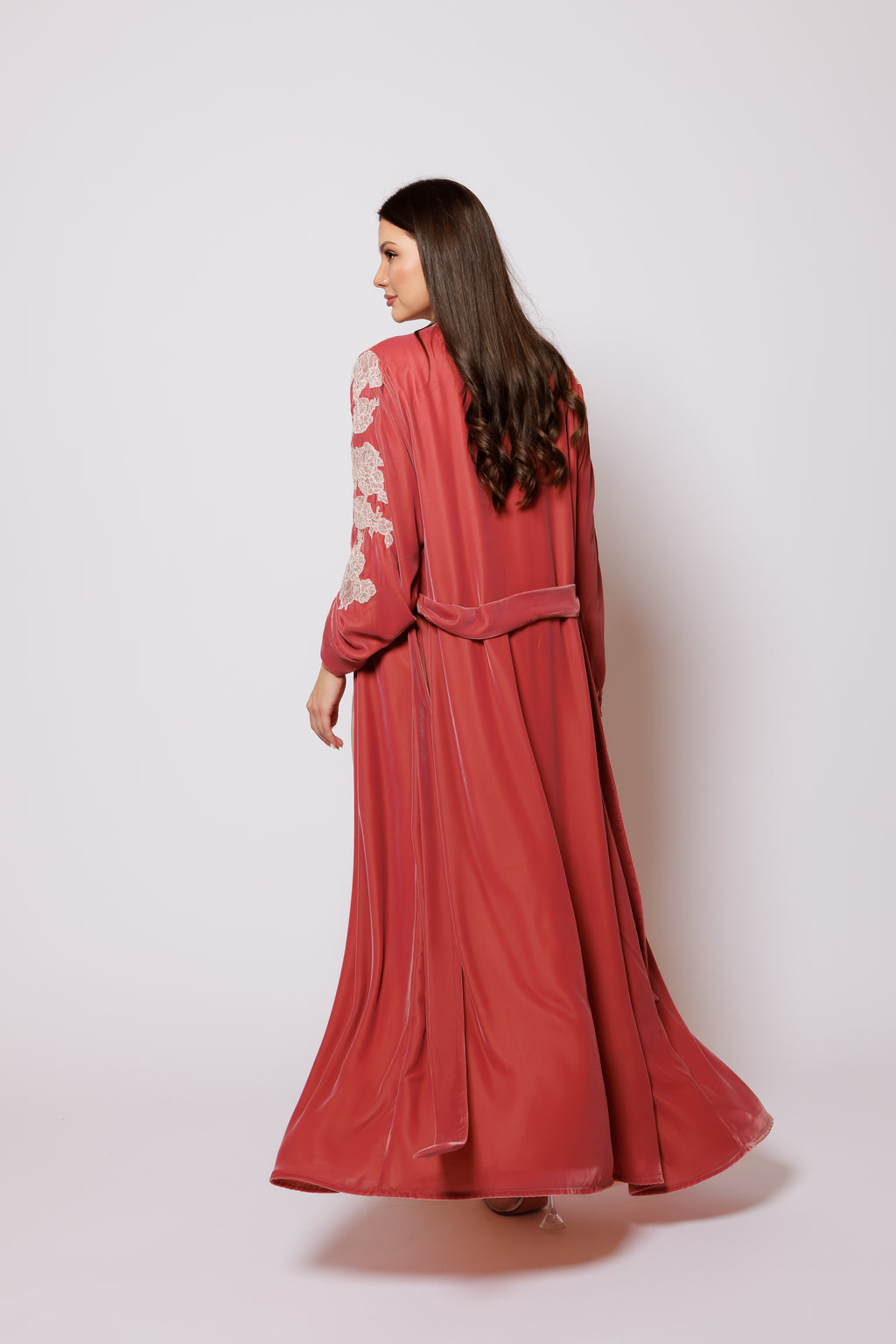 velvet nightgown  set pink color