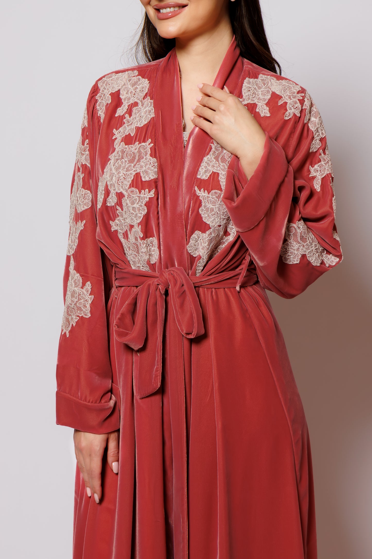 velvet nightgown  set pink color