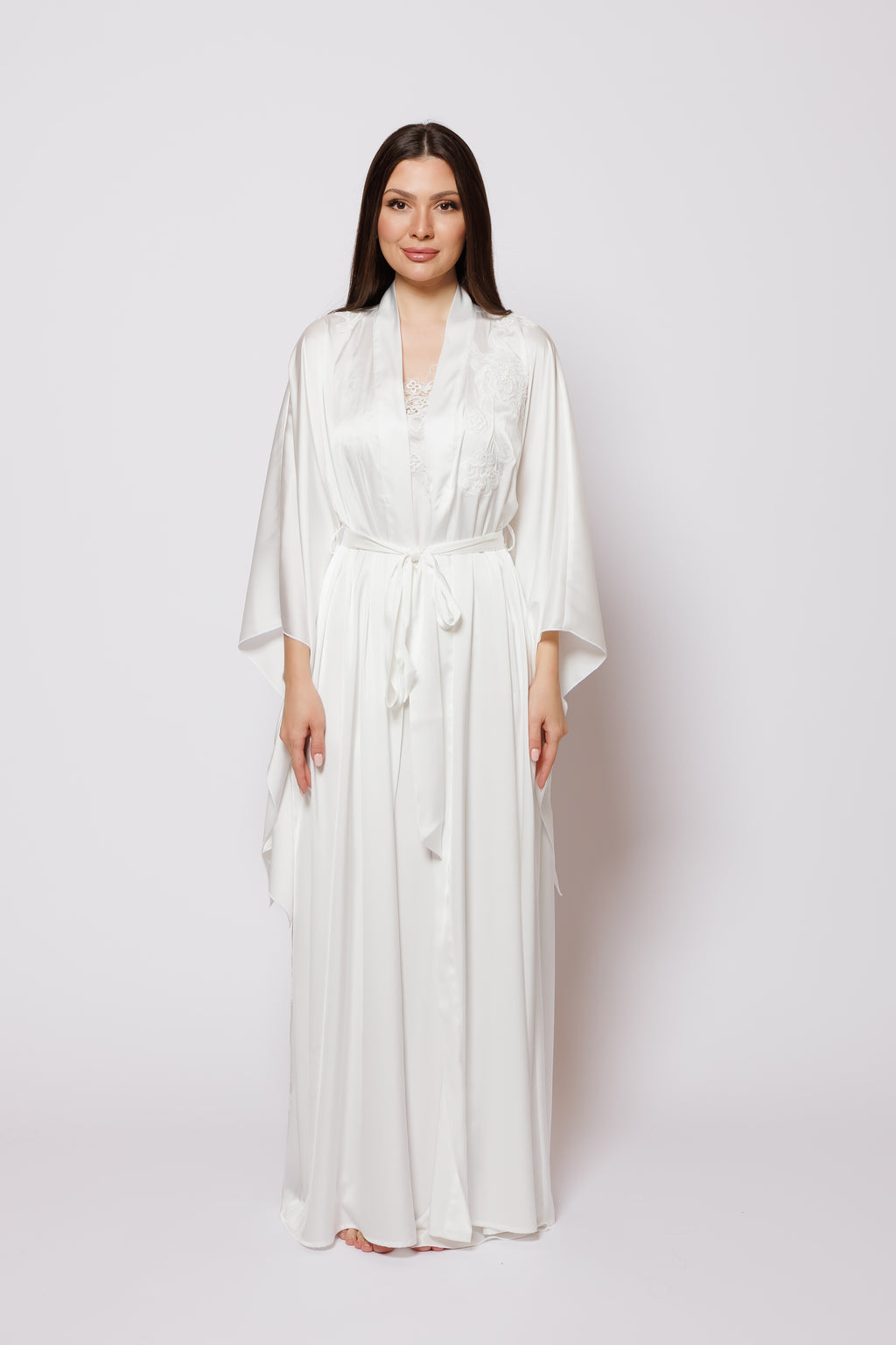 Silk Nighty and Robe with lace