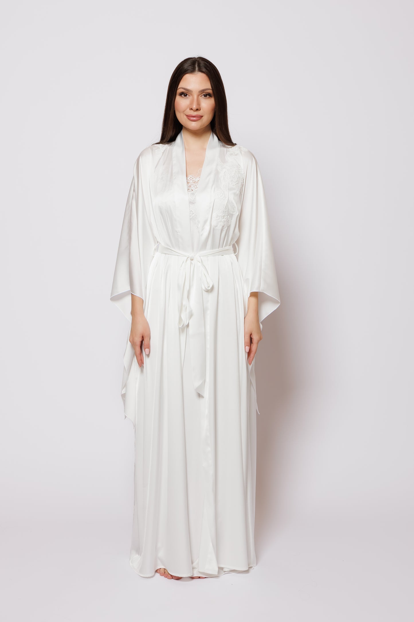 Silk Nighty and Robe with lace