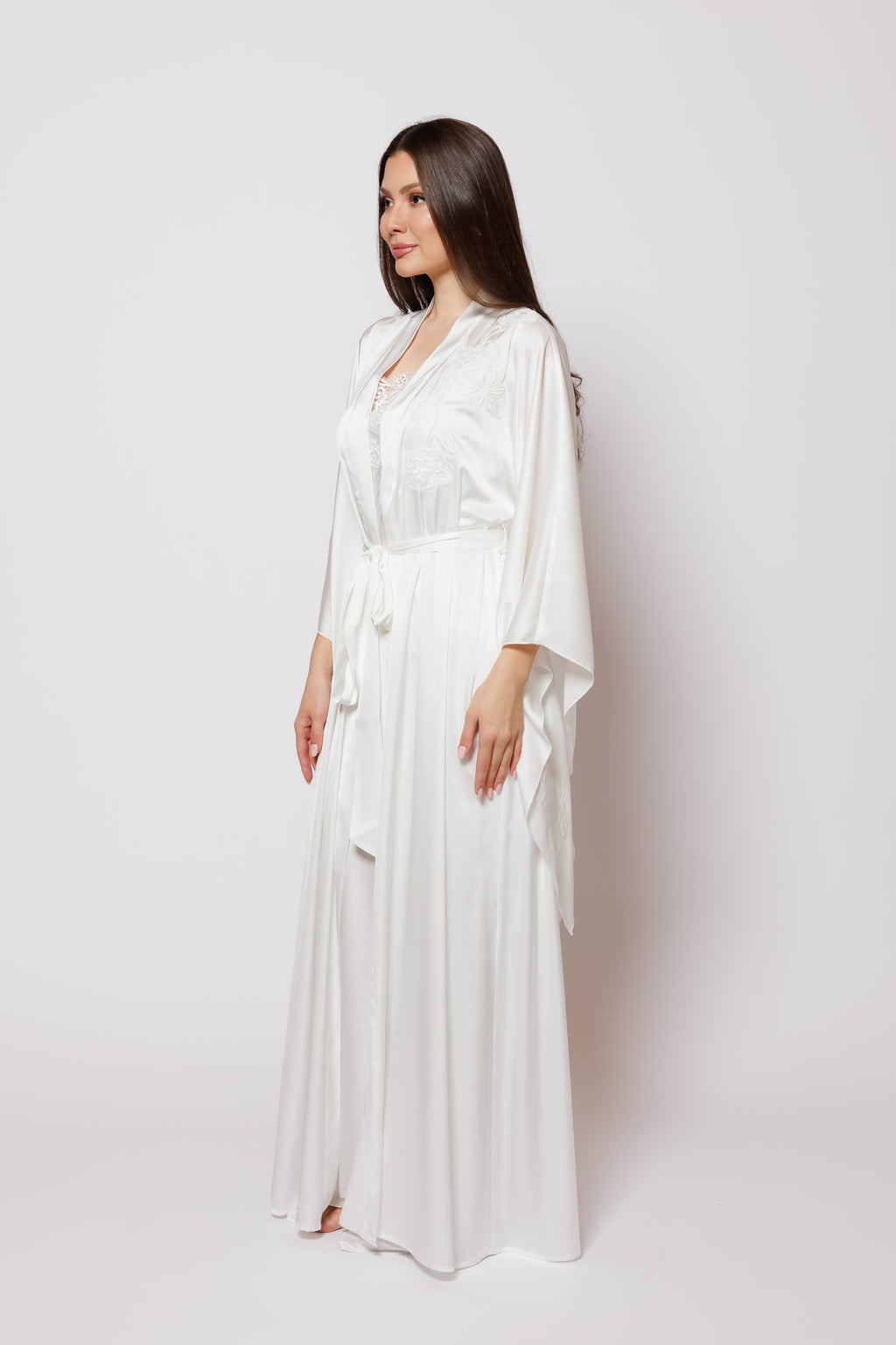 Silk Nighty and Robe with lace
