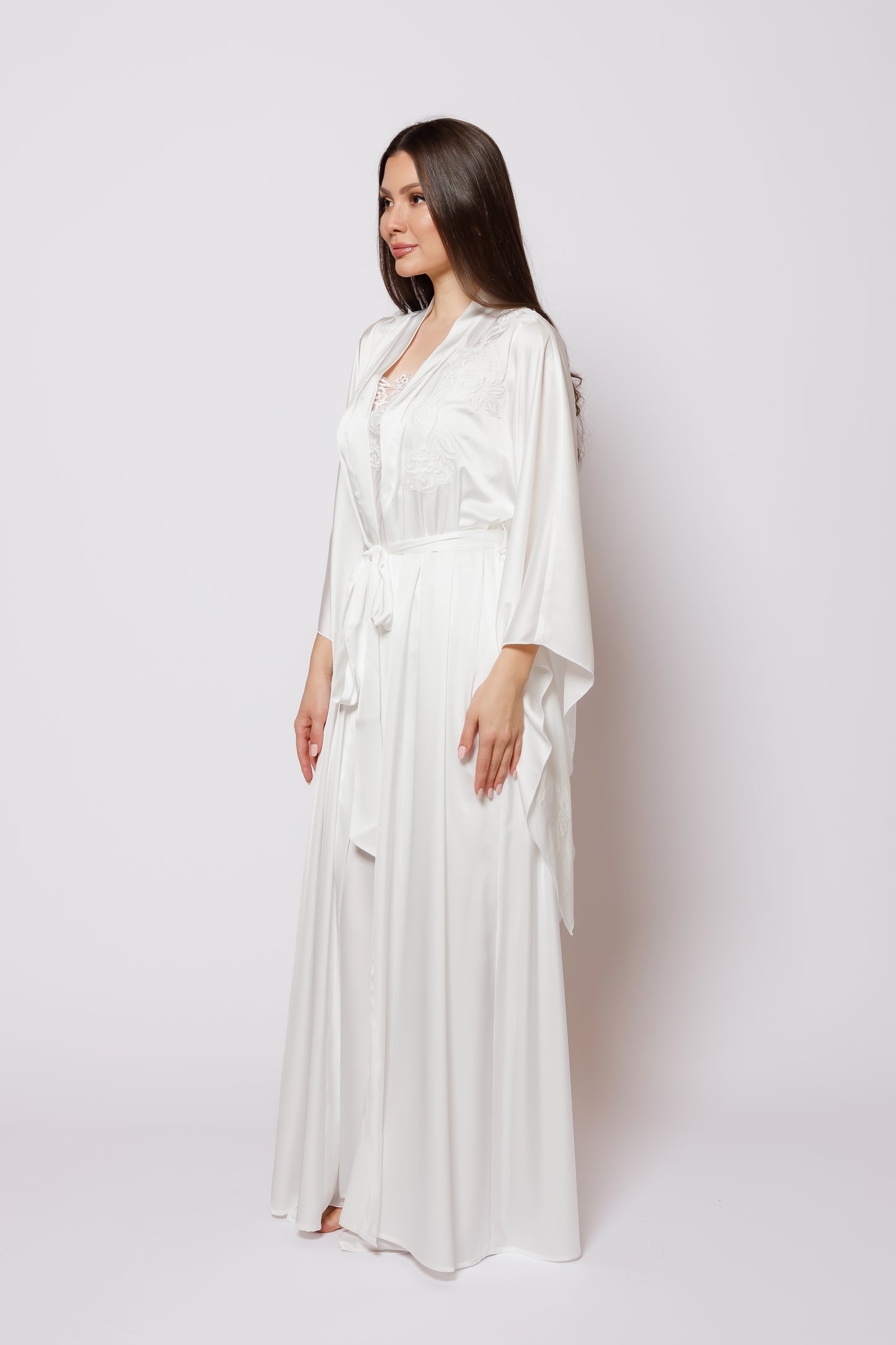 Silk Nighty and Robe with lace