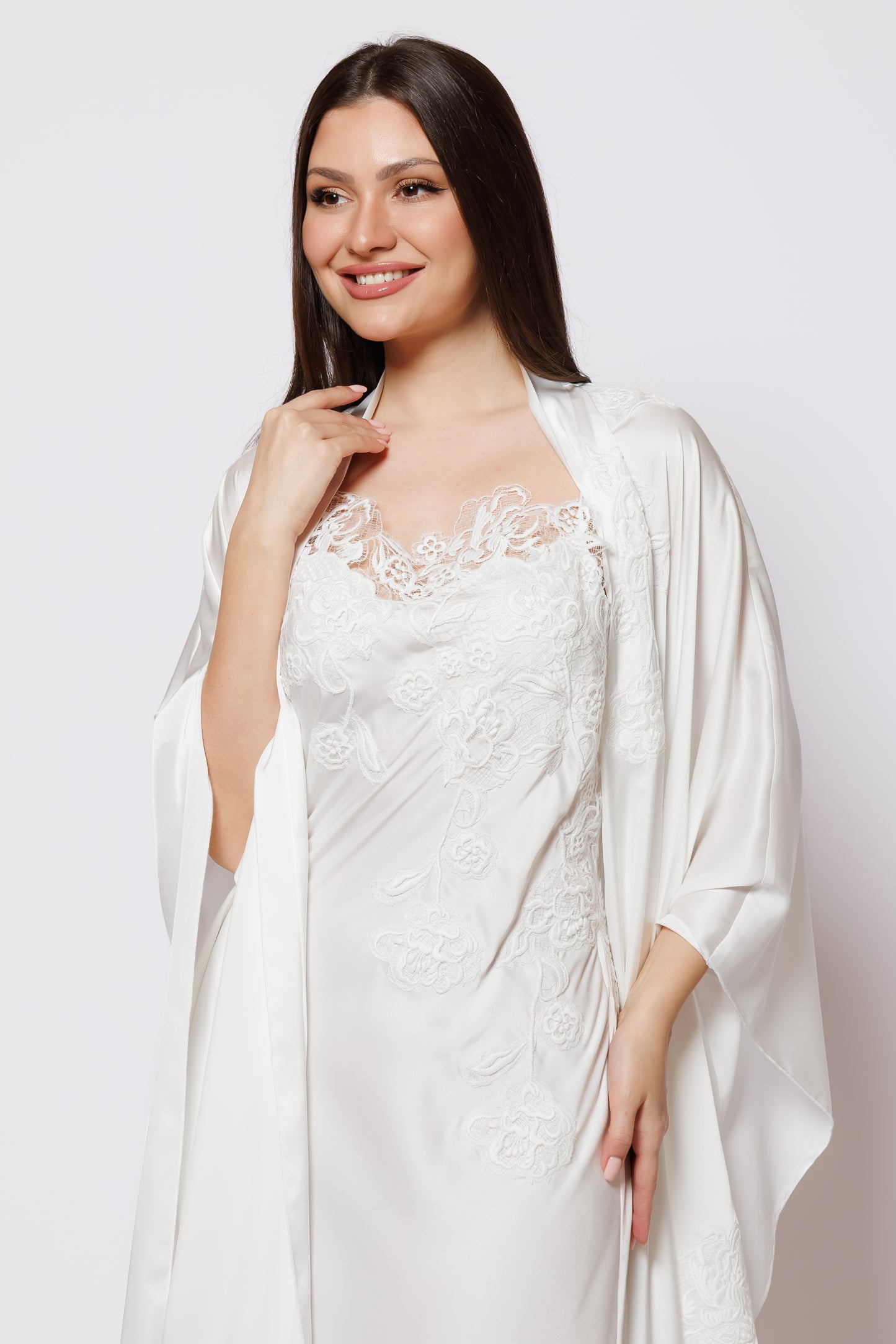 Silk Nighty and Robe with lace