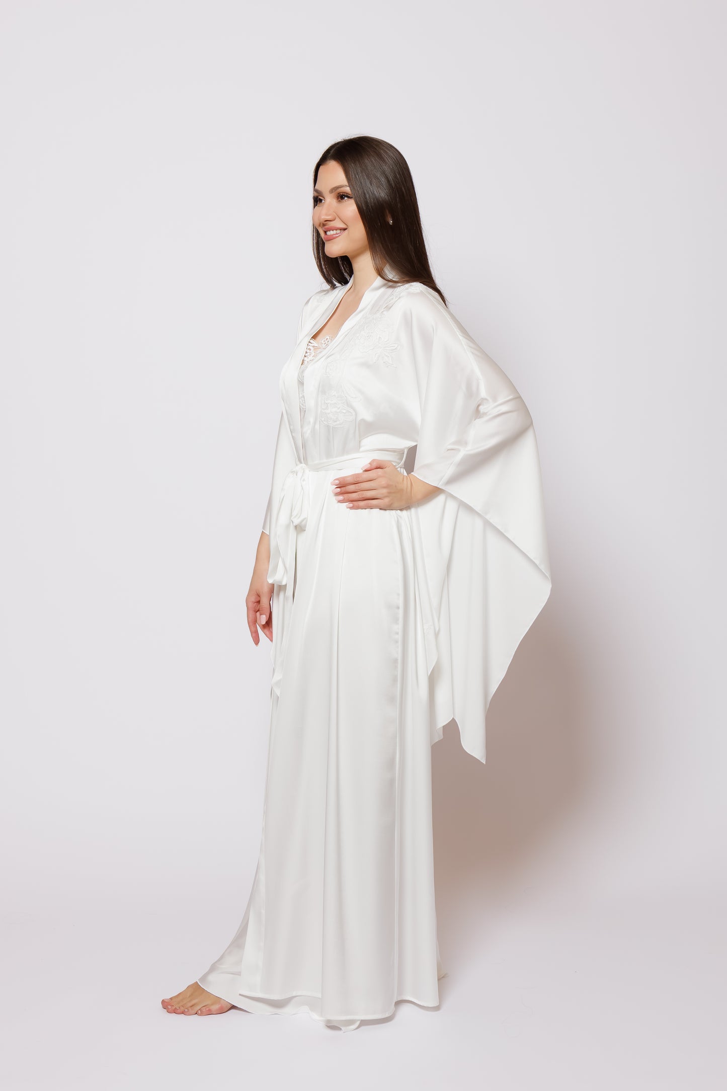 Silk Nighty and Robe with lace