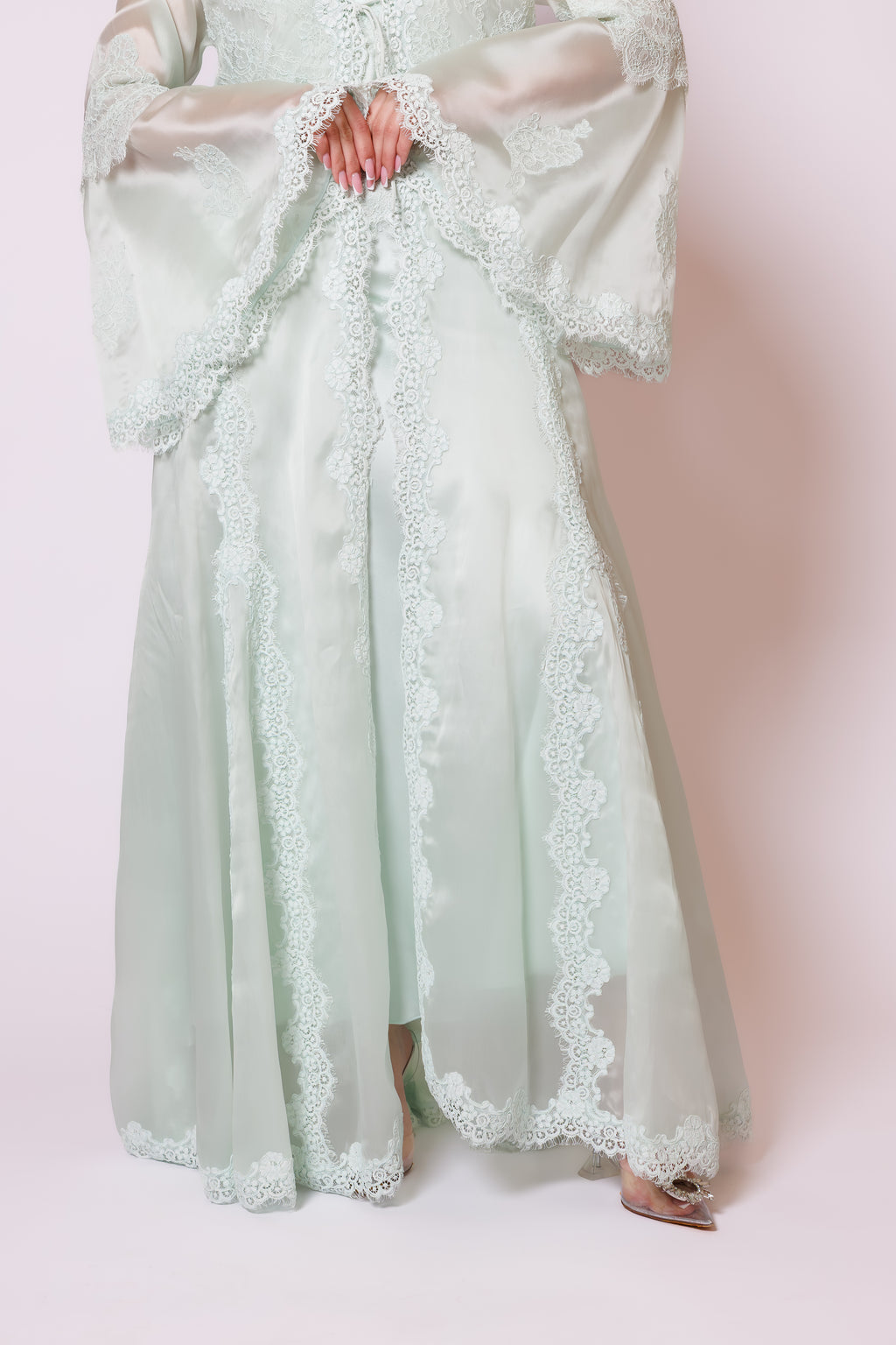 silk nighty and robe with organza 26050
