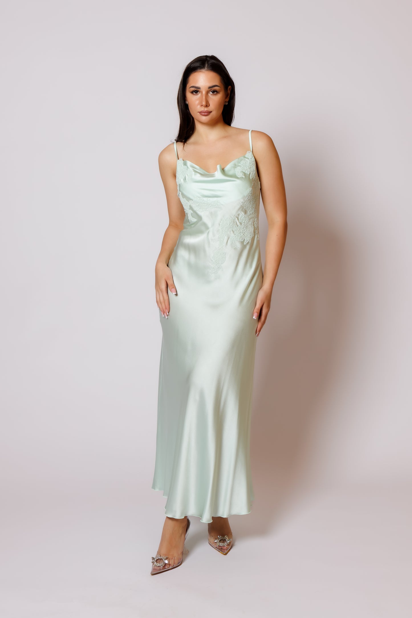 silk nighty and robe with organza 26050