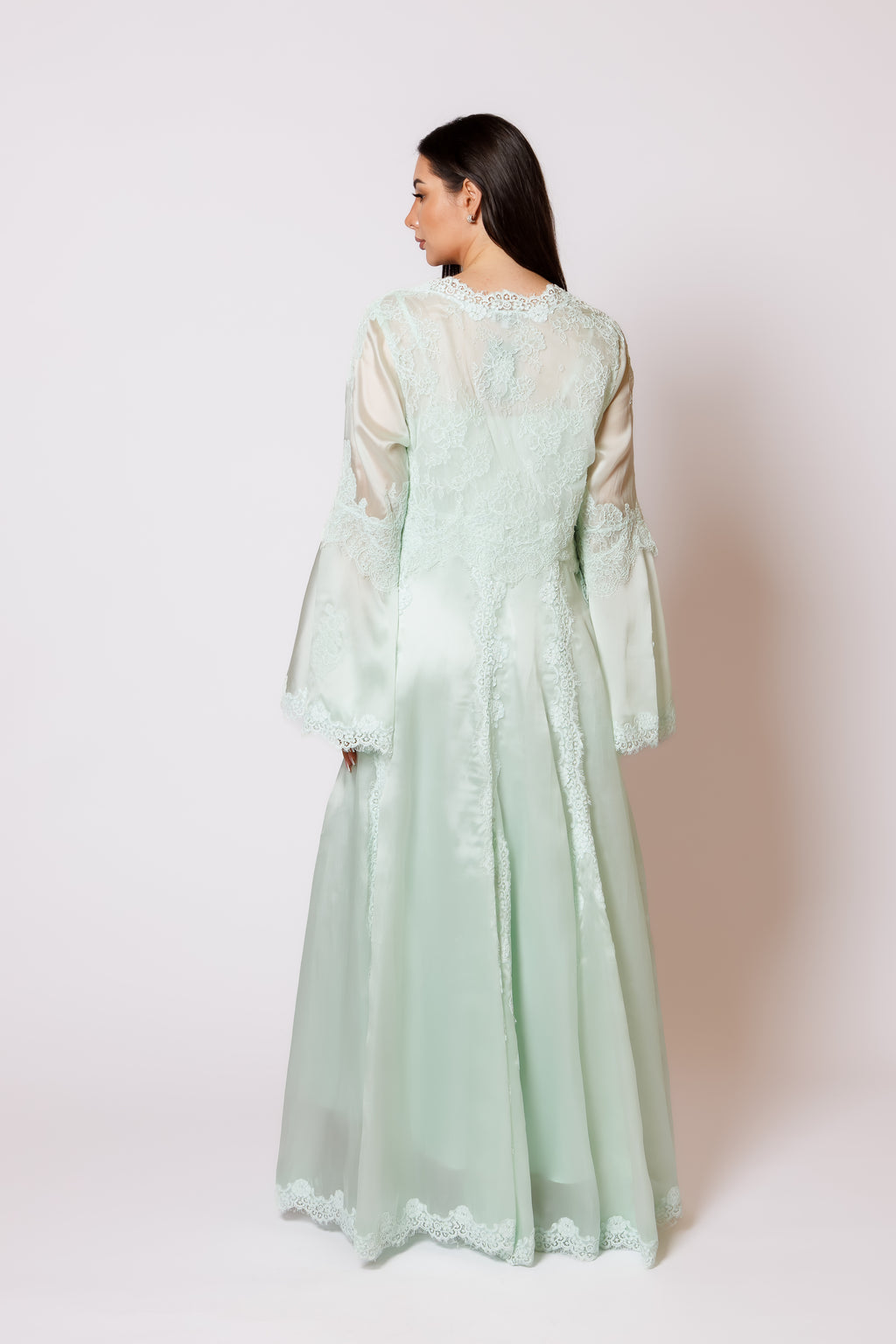 silk nighty and robe with organza 26050