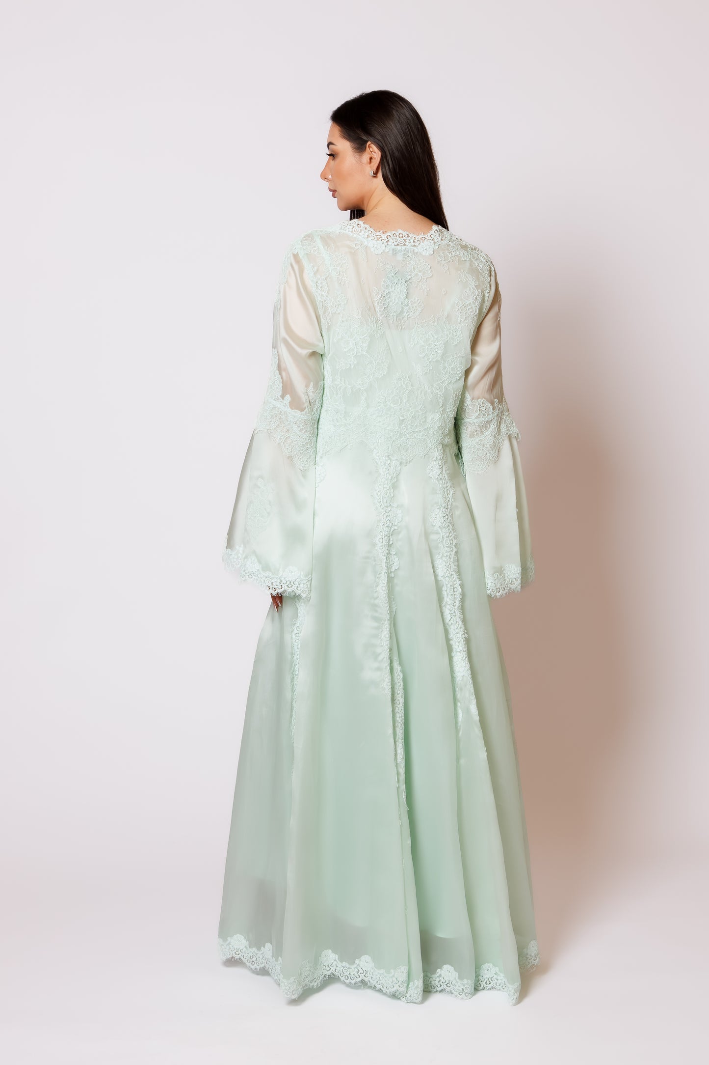 silk nighty and robe with organza 26050