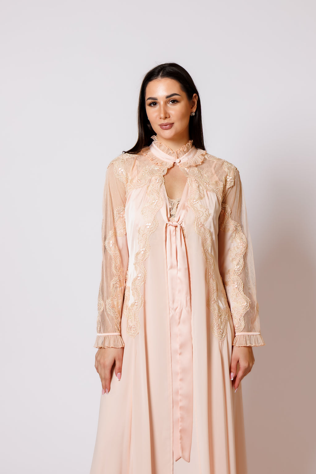 Silk nighty and robe peach 2525023