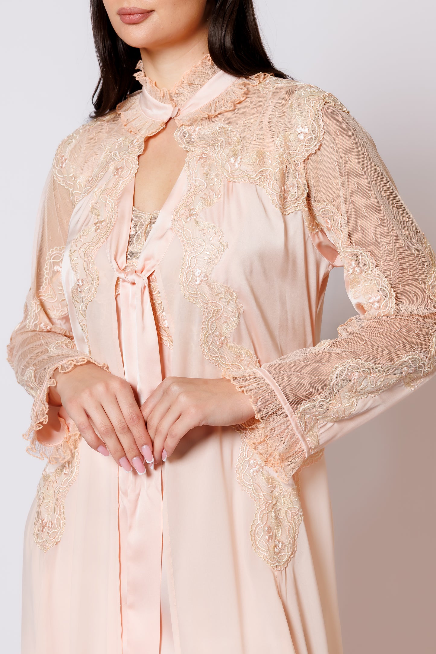 Silk nighty and robe peach 2525023