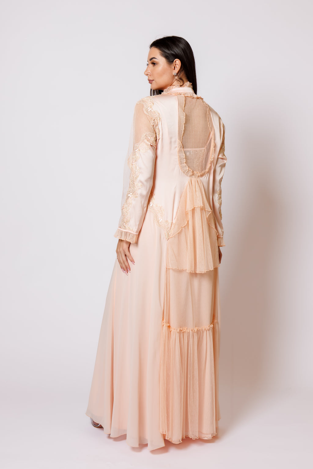 Silk nighty and robe peach 2525023