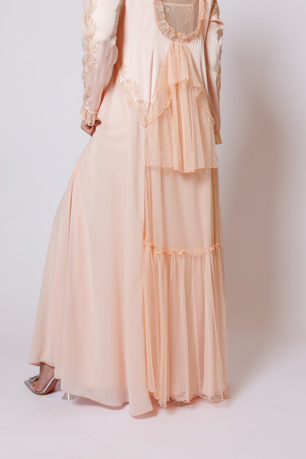 Silk nighty and robe peach 2525023