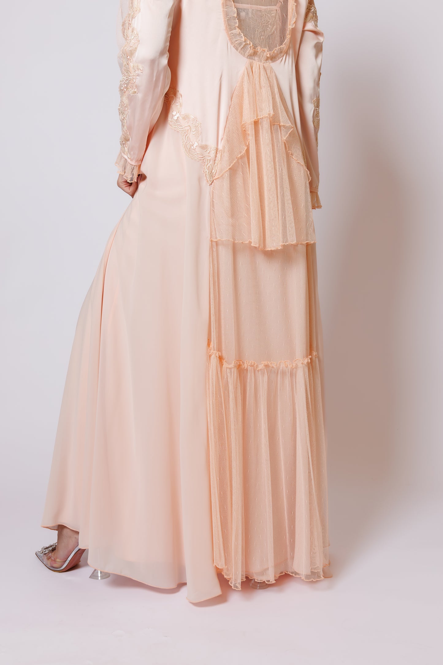 Silk nighty and robe peach 2525023